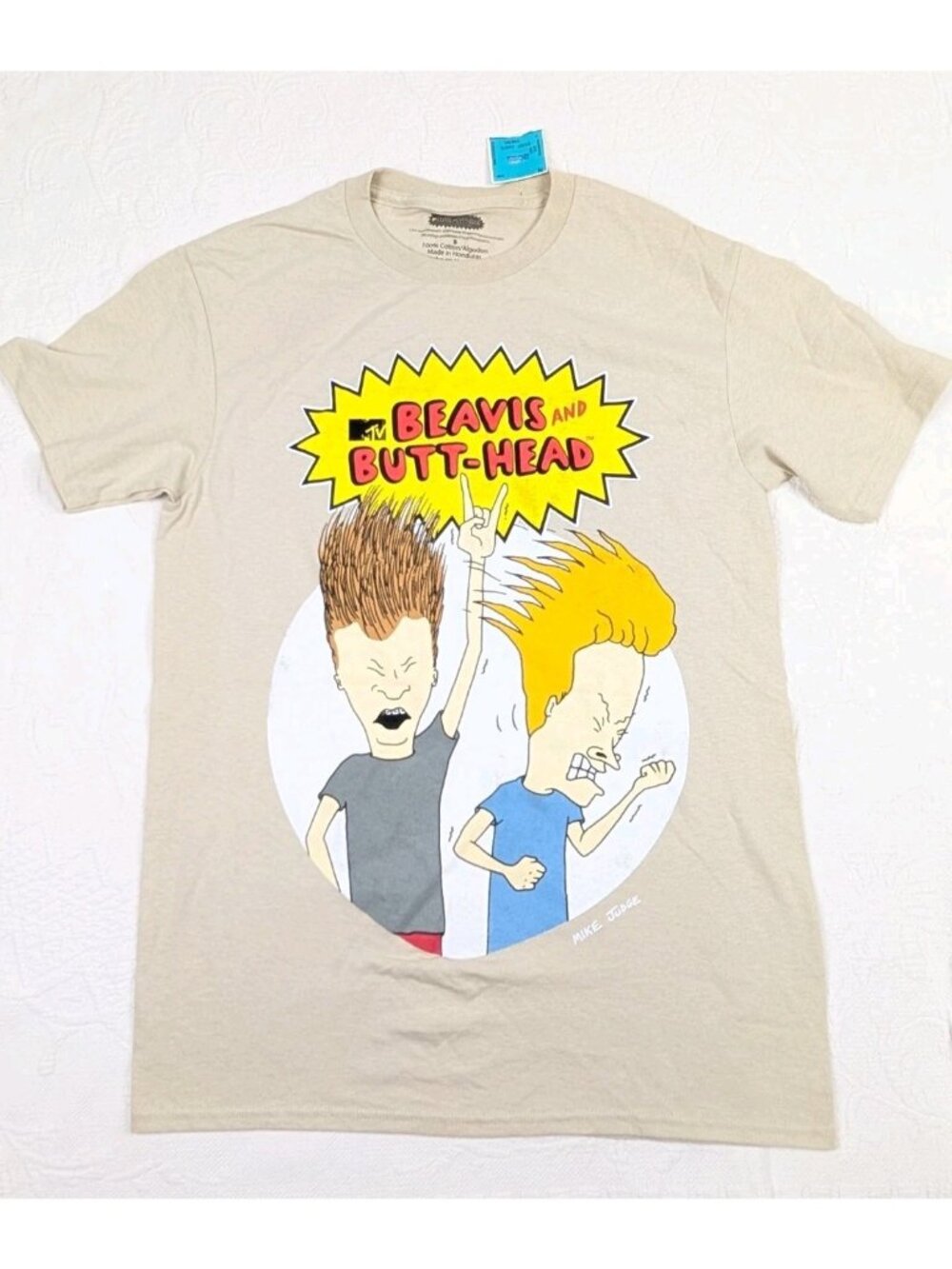 MTV Beavis & Butt-head shirt mens small tan short sleeve cotton Mike Judge READ